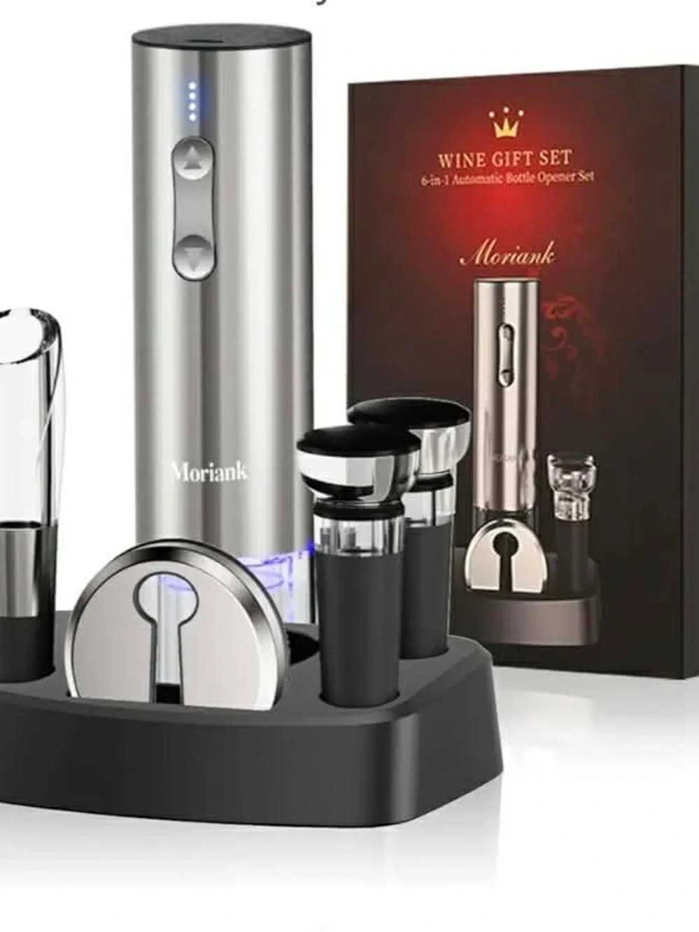 Moriank Wine Gift Set - Silver 6-in-1 Automatic Bottle Opener